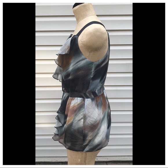 Lapis Ruffle V-Neck Ruffle Sleeveless Top Large - Picture 4 of 8